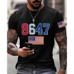 8647 America Trump Print Casual T-Shirt