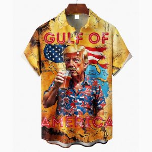 Gulf Of American Trump Chest Pocket Hawaiian Shirt 1