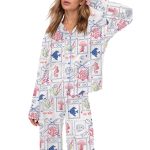 Coastal Aesthetic Satin Pajama Set For Women