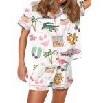 Florida Palm Beach Satin Pajama Set For Women