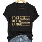 Foxtrot Delta Tango Fashion Flag Print V-Neck