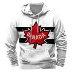Men'S Retro Canada Hockey Print Hoodie