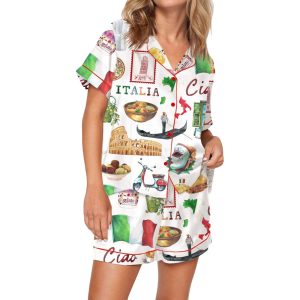 Rome Italy Travel Jubilee Satin Pajama Set For Women 11