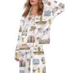 Watercolor Charleston Wedding Satin Pajama Set For Women
