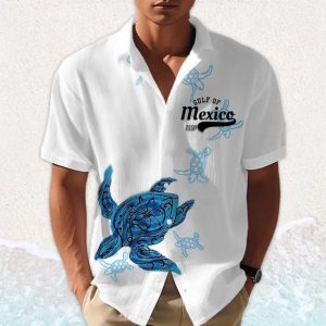 Gulf Of Mexico Est 1550 Blue Turtle Hawaiian Shirt 3