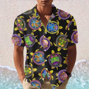 Gulf Of Mexico Turtle Print Hawaiian Shirt 1