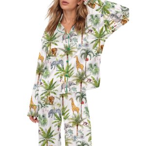 Safari Animal Satin Pajama Set For Women 3