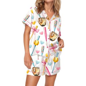 Coquette Softball Satin Pajama Set For Women 1