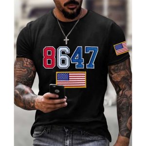 8647 America Trump Print Casual T Shirt 2