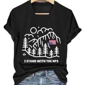 I Stand With The NPS National Park Support Print T Shirt