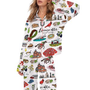Louisville Kentucky City Satin Pajama Set For Women 1