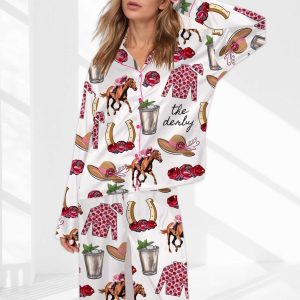 Kentucky Derby Party Satin Pajama Set For Women 1