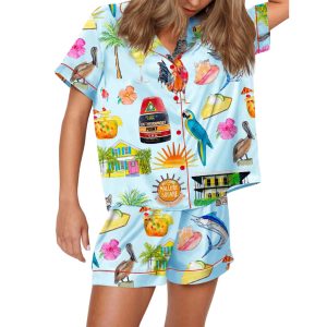 Key West Florida Travel Satin Pajama Set For Women 1