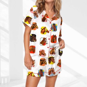 Triple Crown Champions Horses Satin Pajama Set For Women 1