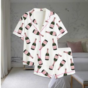 Champagne Bottle Satin Pajama Set 1