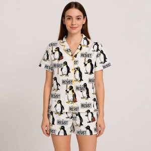 Resist Penguin Activism Anti Trump Pajama Set For Women