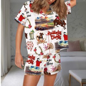 Kentucky Derby Silky Satin Pajama Set For Women 1