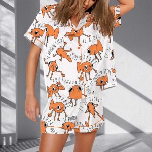 Funny Le Poisson Steve Orange Pajama Set For Women 1