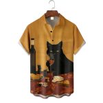 Black Cat Chips Cheese Hawaiian Shirt
