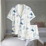 Nautical Turtle Conch Bow Satin Pajama Set