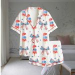 Popsicle Patriotic Coquette Bow American Satin Pajama Set