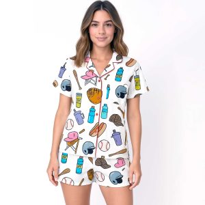 Baseball Mom Satin Pajama Set For Women 1