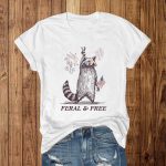 Feral And Free Racoon America Shirt