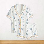 One Seatini Please Martini Short Sleeve Satin Pajama Set For Women