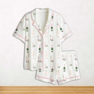 Breakfast Of Champs Short Sleeve Satin Pajama Set For Women 1