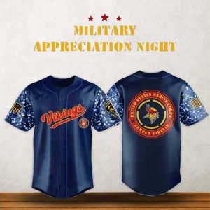 Minnesota Vikings Marines Military Appreciation Night Baseball Jersey 2025 11