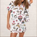 Chic Paris Vintage Style Paris France Travel Print Pajama Set
