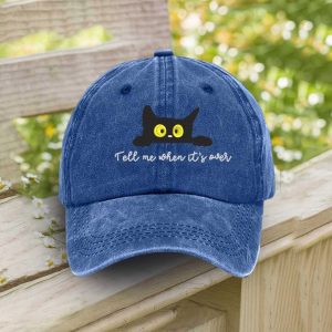 Tell Me When It's Over Cat Black Baseball Cap