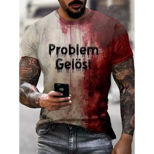 Problem Solved Bloody Halloween Print T Shirt
