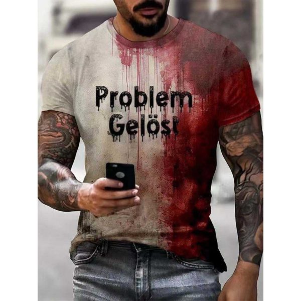 Problem Solved Bloody Halloween Print T Shirt