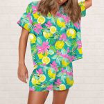 Lemon Silky Satin Pajama Set For Women
