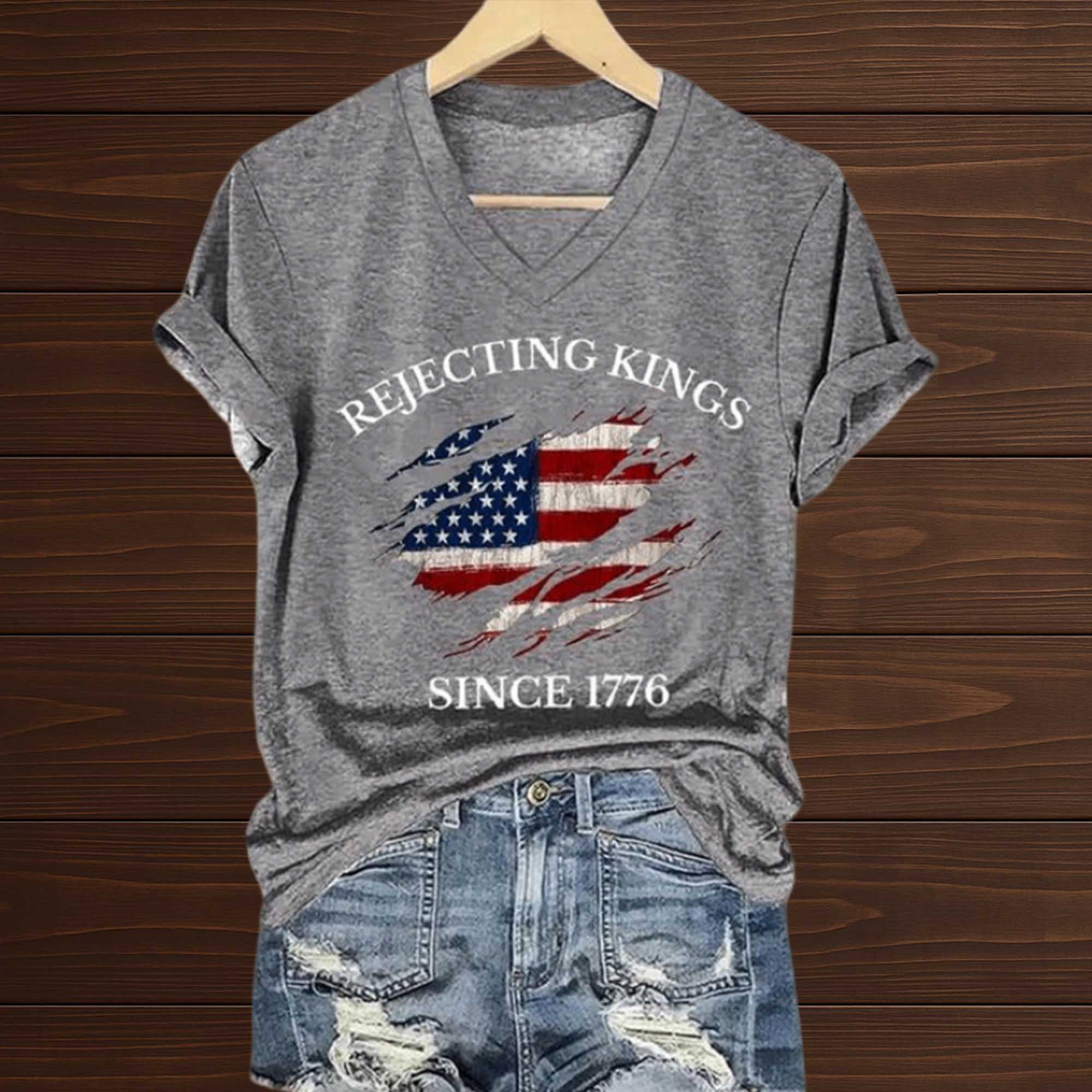thumbnail image 2 of No Kings In America Since 1776 No Kings In America - America - T-Shirt... 2 of 12