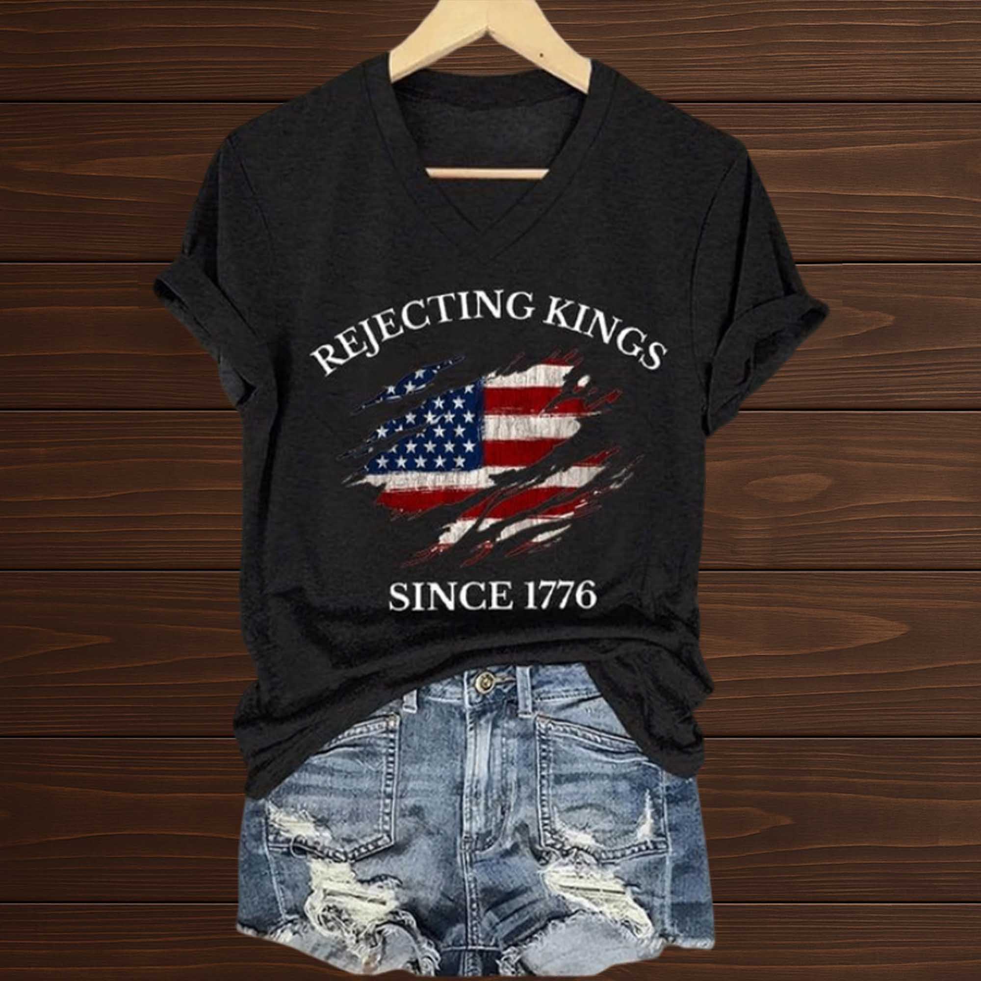 Rejecting Kings Since 1776 V-Neck T-Shirt Rejecting Kings Since 1776 V-Neck T-Shirt