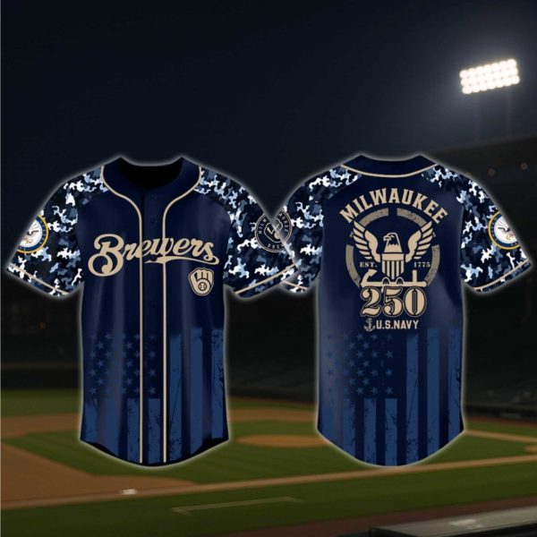 Milwaukee Brewers US Navy 250th Birthday Jersey 2025