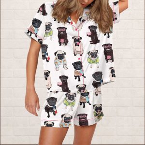 Cute Pug Silky Satin Pajama Set 1