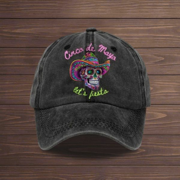 Cinco De Mayo Let's Fiesta Skull Sombrero Baseball Cap