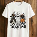 Boo Ghost Racoon Feral Trick Or Trash Halloween shirt