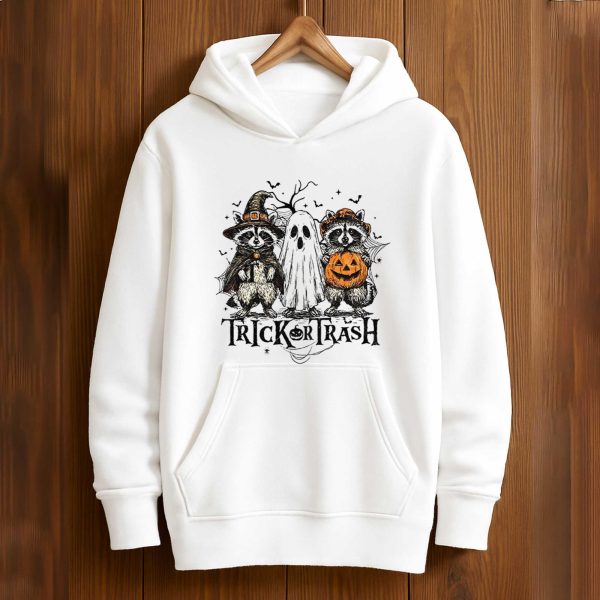 Boo Ghost Racoon Feral Trick Or Trash Halloween shirt