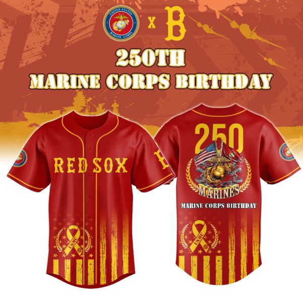Boston Red Sox US Marine Corps 250th Birthday Tribute Jersey 2025 1