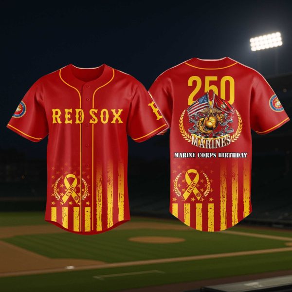 Boston Red Sox US Marine Corps 250th Birthday Tribute Jersey 2025 2