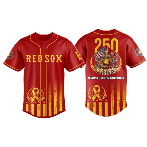 Boston Red Sox US Marine Corps 250th Birthday Tribute Jersey 2025 3