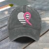 Breast Cancer Heart Ribbon Flag Baseball Cap 4