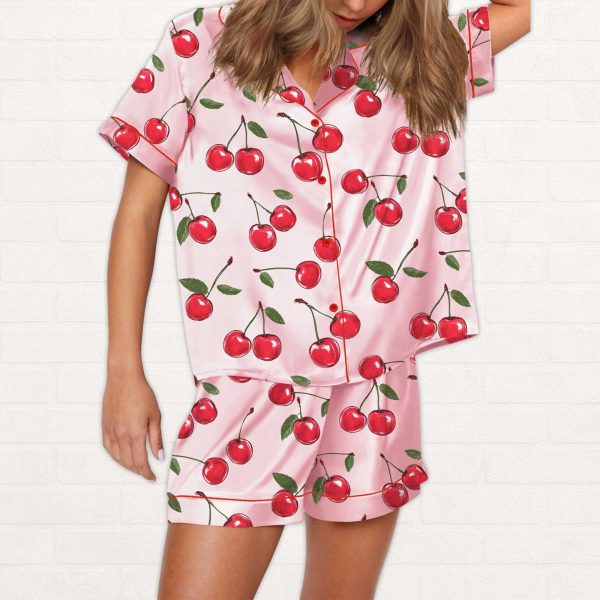 Cherries Silky Satin Pajama Set 1