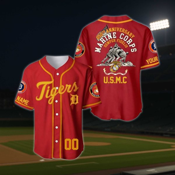 Detroit Tigers 250th Year Anniversary U.S Marine Corps Jersey 2025