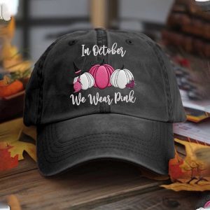 In October We Wear Pink Autumn Pink Pumpkin Hat 3