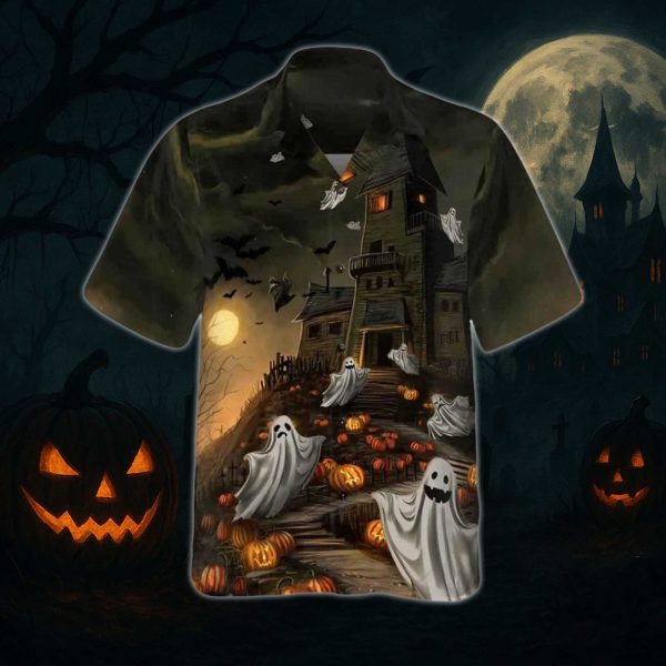 Haunted House Halloween Hawaiian Shirt 1